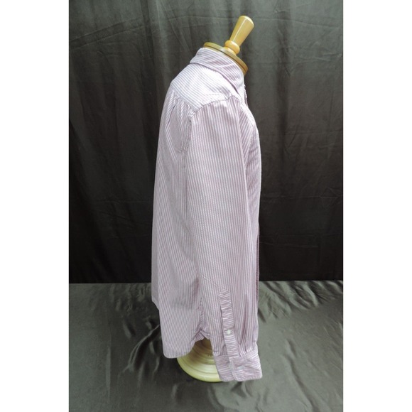 Fossil men's size M medium long sleeve rose color striped shirt button front - Picture 4 of 6